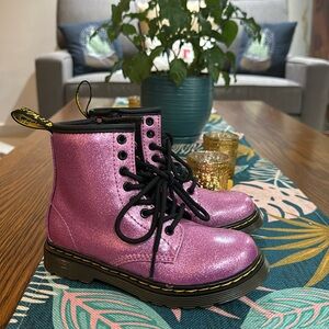 Dr Martens 1460 Pink Glitter Lace Up Boots, New Girl’s 11